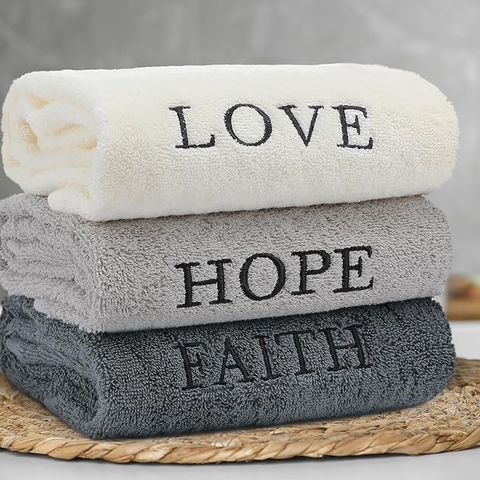 3 Pcs Faith Hope Love Farmhouse Decorative Hand Towels