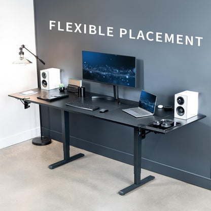 VIVO Clamp-on 6 x 9 inch (11 Including Clamps) Desk Extender, Wrist Support, Armrest Tray, Table Mount for Sit Stand Desks, Black, DESK-EXT09