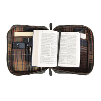 Leather Bible Cover for Men & Women – Zippered Bible Case with Handle, Note & Pen Organizer – Fits Large Study Bible – 11.5x8.5 Inch (Black)