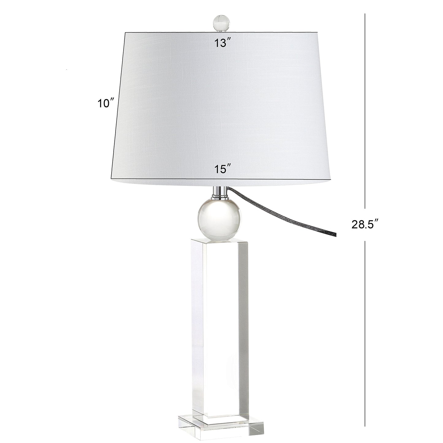 JONATHAN Y 28.5" Clear Crystal Column LED Table Lamp, Glam Traditional Lamp for Living Room Bedroom Nightstand, White Linen Drum Shade, Chrome, LED Bulb Included JYL5004A
