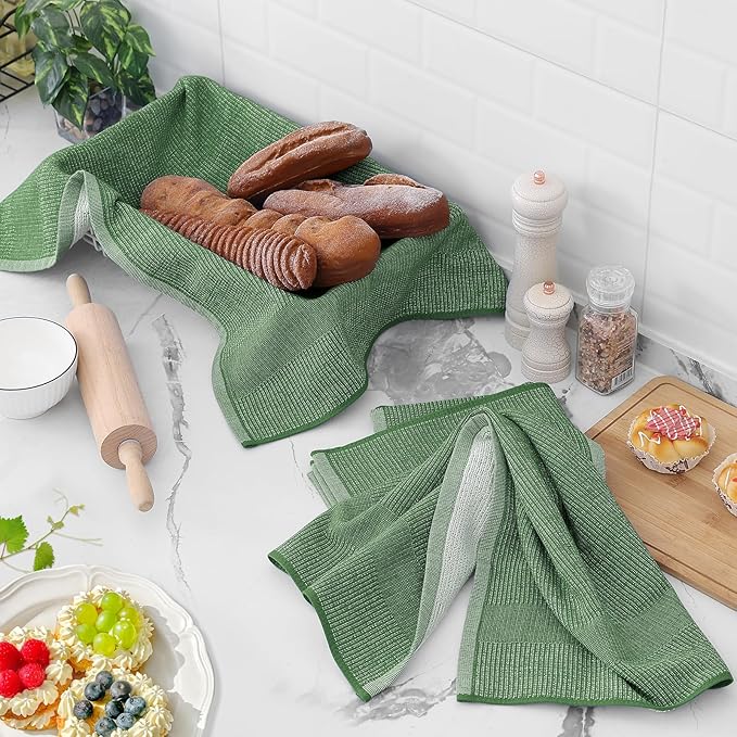 Homaxy Premium Kitchen Towels, Large Cotton Kitchen Hand Towels, Flat and Terry