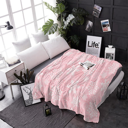 Christmas Throw Blankets, Pink White Snowflakes Pattern Soft Fleece Blanket Decorative for Home Sofa Couch Chair Living Bedroom,40x50 Inches, Winter