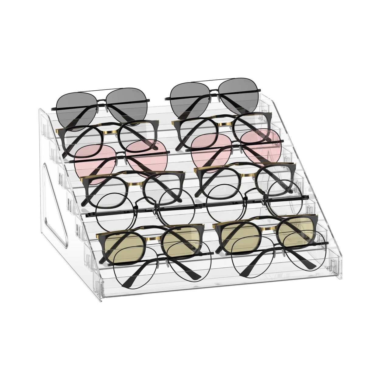 LoengMax Sunglasses Organizer - Clear Eyeglasses Display stand - Eyeglasses Storage - For Glasses Tabletop Holder Stand(7 Layer)
