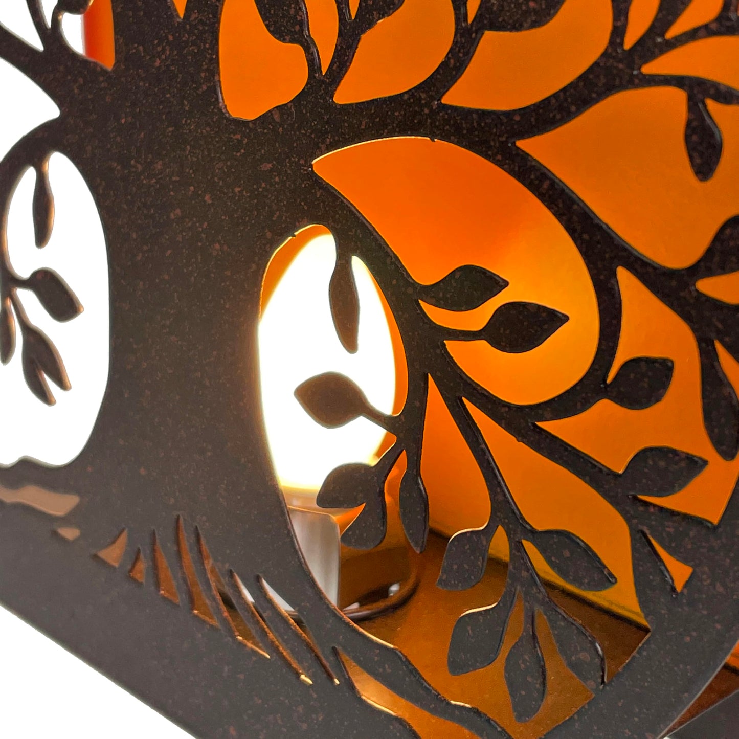 Zeckos Tree of Life Accent Lamp - 8” Decorative Metal Plug-in Table Light, Black Nature Silhouette with Warm Amber Backlight, Nightstand Desk Lighting, Cozy Home Décor Gift, Bulb Included