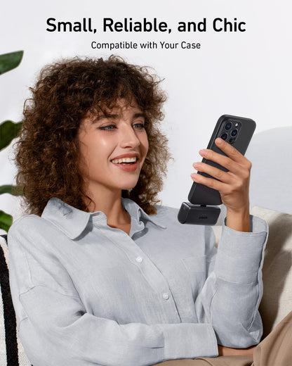 Anker Nano Power Bank, Mini Portable Charger with Built-In Foldable USB-C Connector, 5,000mAh Battery Pack 22.5W, For iPhone 17/16, Samsung S23 Series, Note20 Series, Huawei, iPad, AirPods, and More