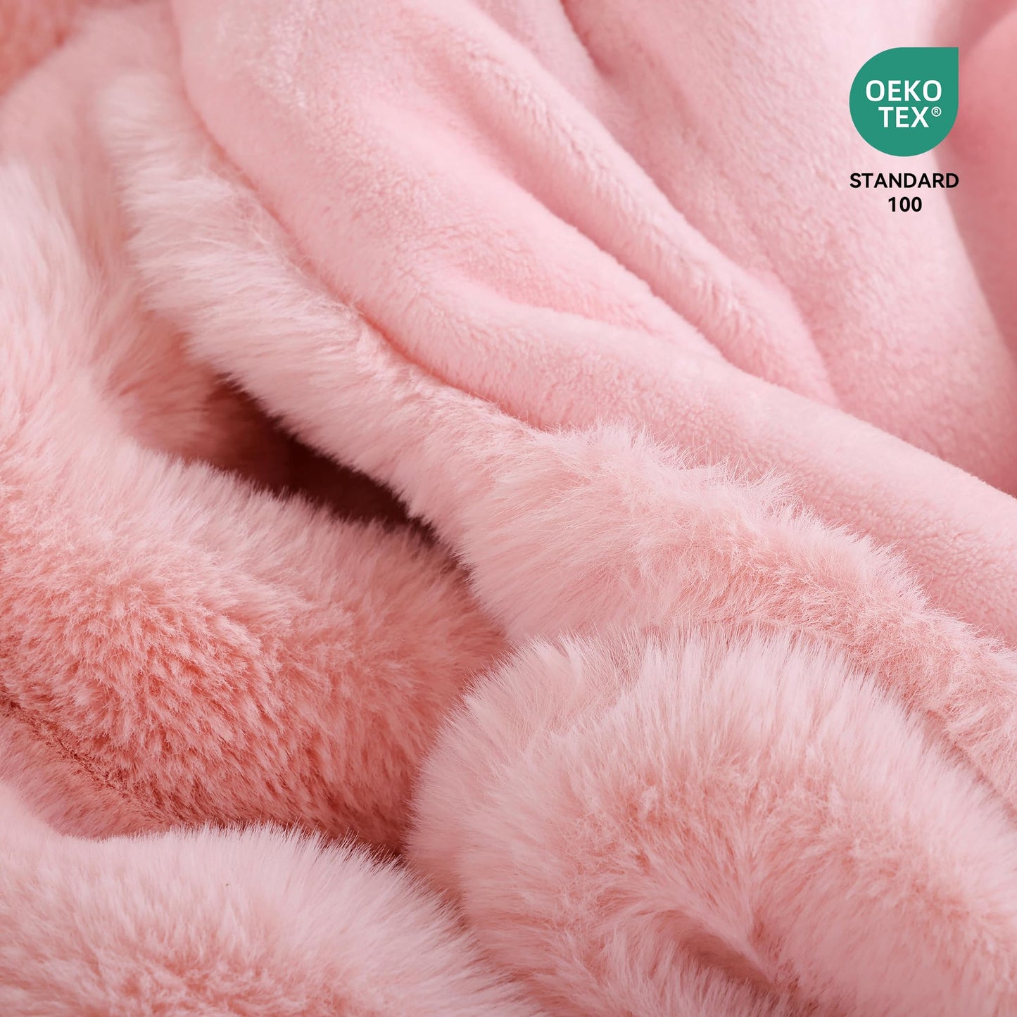 YIKUSH Faux Fur Throw Blanket for Couch, Blush Pink Fluffy Cozy Rabbit Bubble Fleece Blanket, Soft Fuzzy Blanket for Sofa & Bed, Warm Plush Thick Home Room Decor Throw 50" x 60"-1100GSM