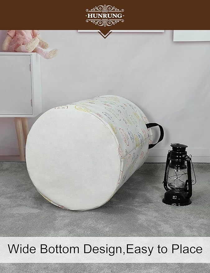 HUNRUNG Laundry Hamper, Large Canvas Fabric Lightweight Storage Basket Toy