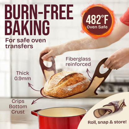 Superbaking Sourdough Starter Kit, 9" Splinter-Free Banneton Bread Proofing Basket Set with Non-Stick Silicone Dough Sling & Glass Starter Jar Kit, Sourdough Bread Baking Supplies, Sourdough Tools