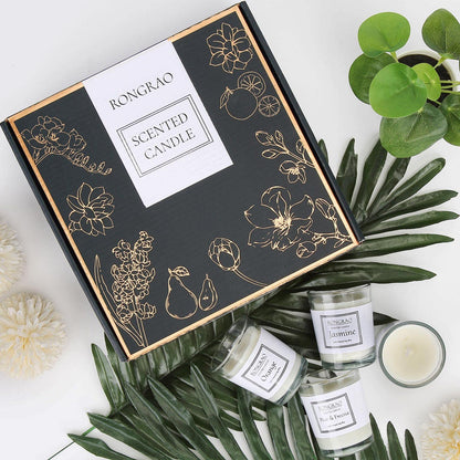Scented Candles Gift Set, Soy Wax Candle of Jasmine, Pear & Freesia, Orange, Bluebell, Perfect for Women, Birthday, Bath Yoga, Weddings, Christmas, Mother’s Day, Valentine’s Day