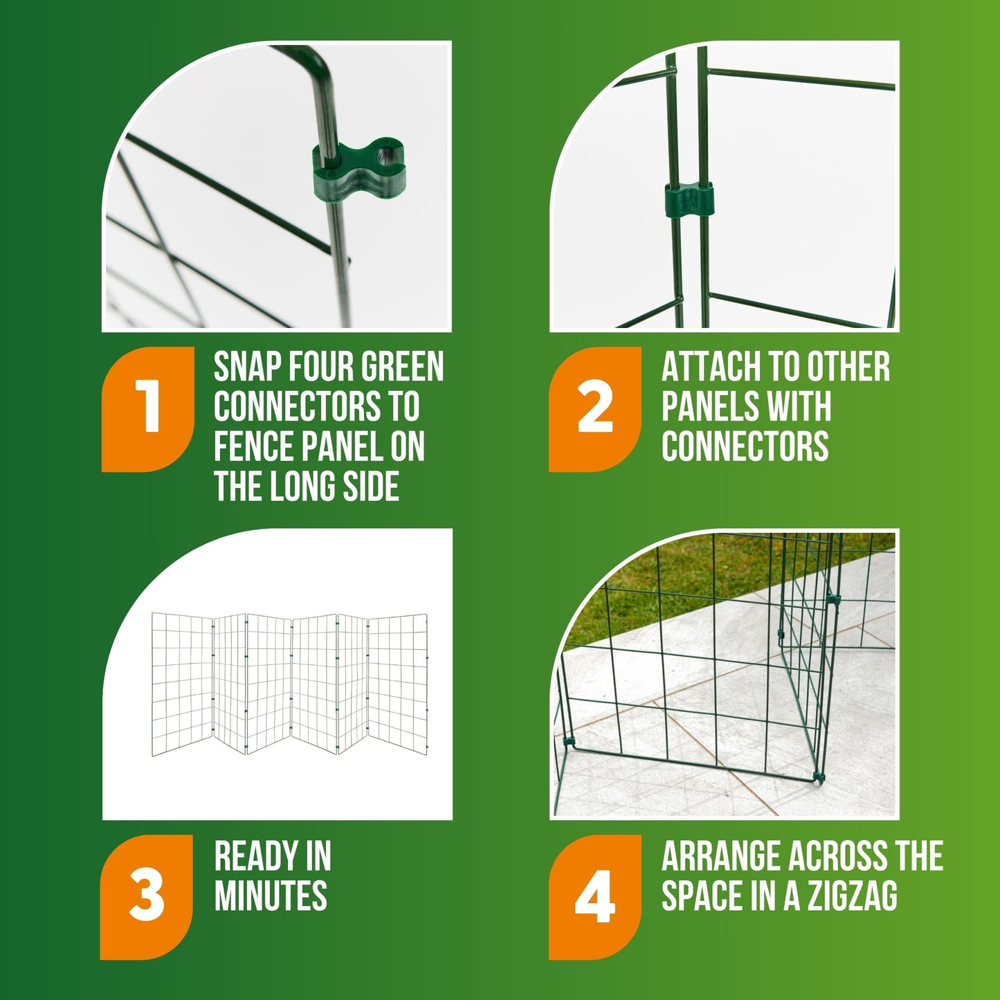 Conka Pets – Outdoor Dog Fence – Wire Garden Barrier for Medium and Large Dogs – 1 Metre High – 10cmx12cm Mesh Stops Dogs from Jumping - Portable, Lightweight and Foldable - Covers 10ft/3 Metre Gap