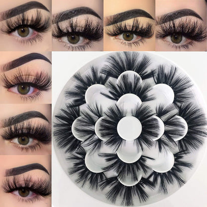 Mikiwi 25mm Faux Mink Lashes, 6D lashes, Faux Mink Eyelashes, Dramatic Lashes, 7 Pairs Fluffy Mink Lashes, 25 mm Lashes for Halloween Party