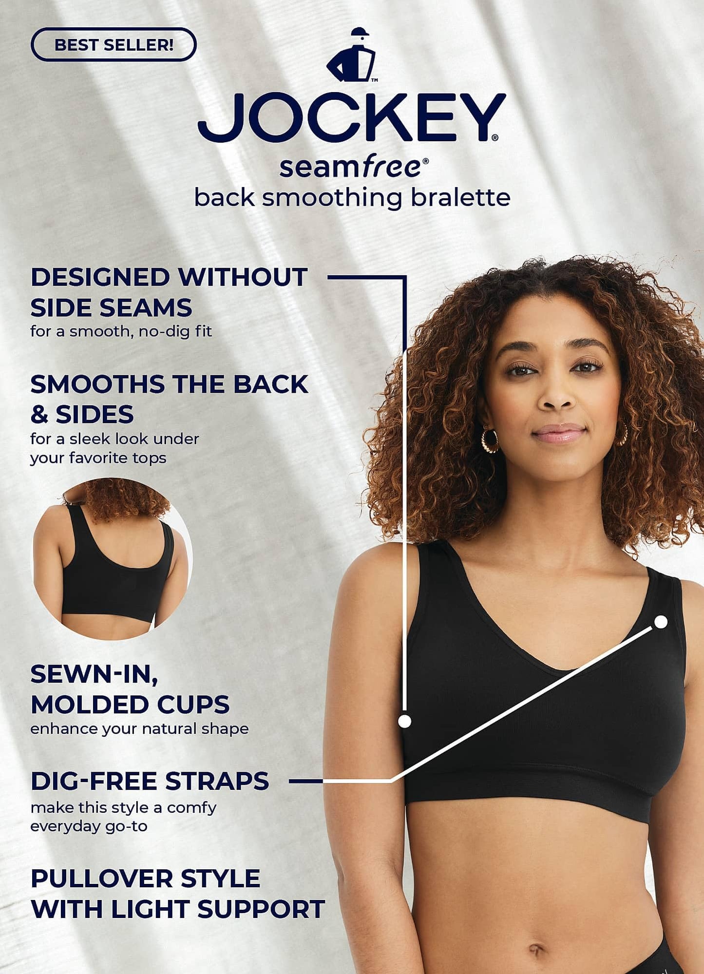 Jockey Women's Bra Seamfree Back Smoothing Bralette