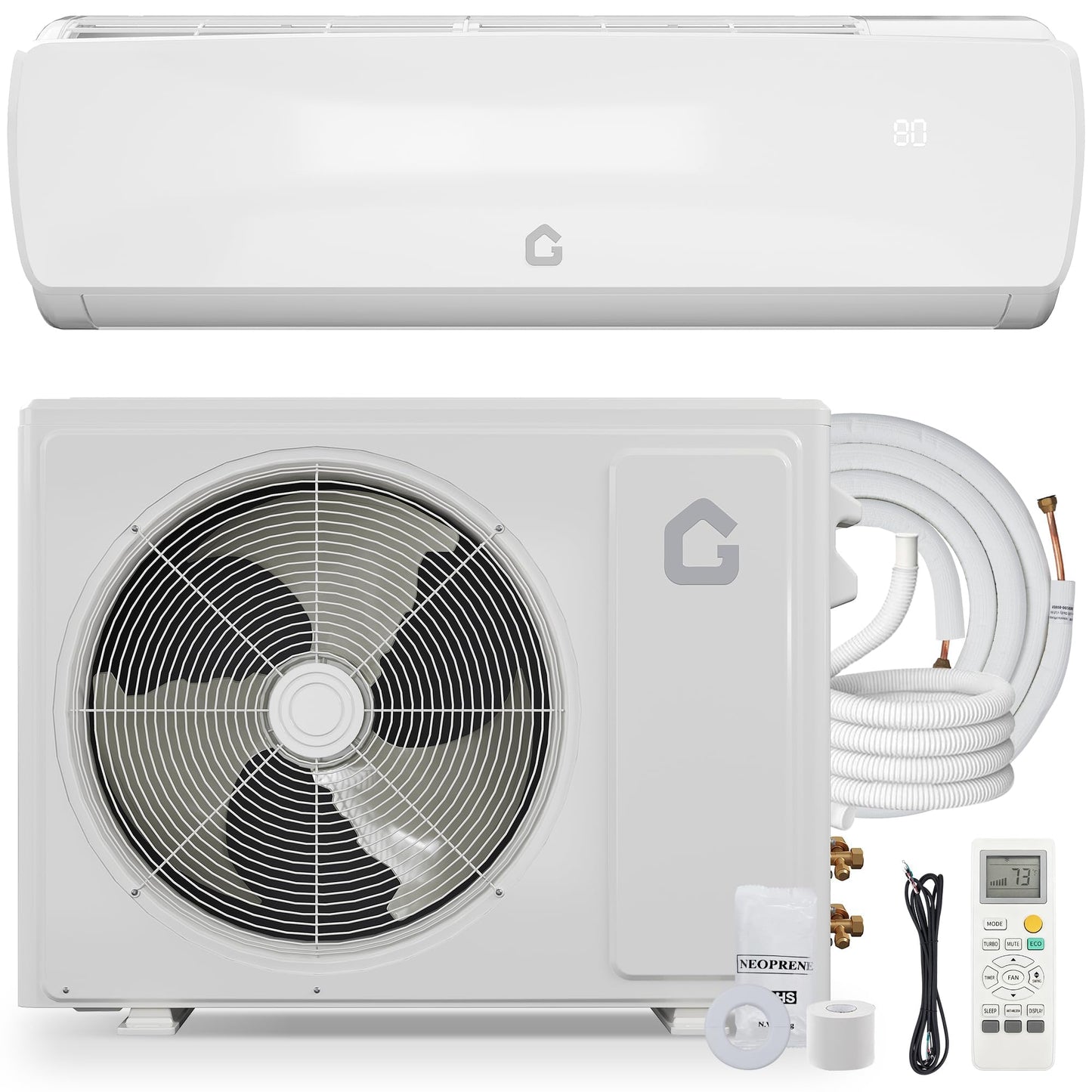 19 SEER2 Ultra-Quiet Mini Split AC | 9000 BTU 3-in-1 Cooling/Heating/Dehumidifier | 115V Inverter Heat Pump | 42dB Whisper Operation | 10ft Line Set | White Modern Design
