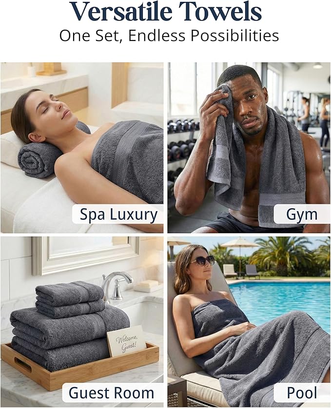 LANE LINEN 100% Cotton Bath Towels Set