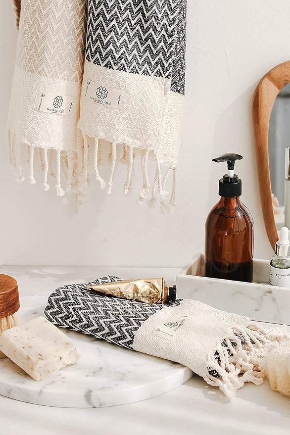 Madamelique Exclusive Hand Towels Set of 2-18 x 40 Inches