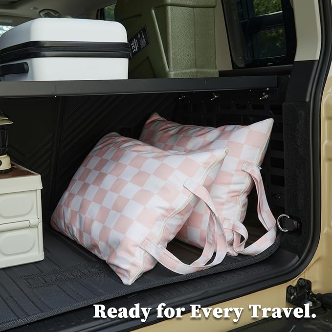 Pink Checkered 2 Pcs Large Travel Laundry Bags