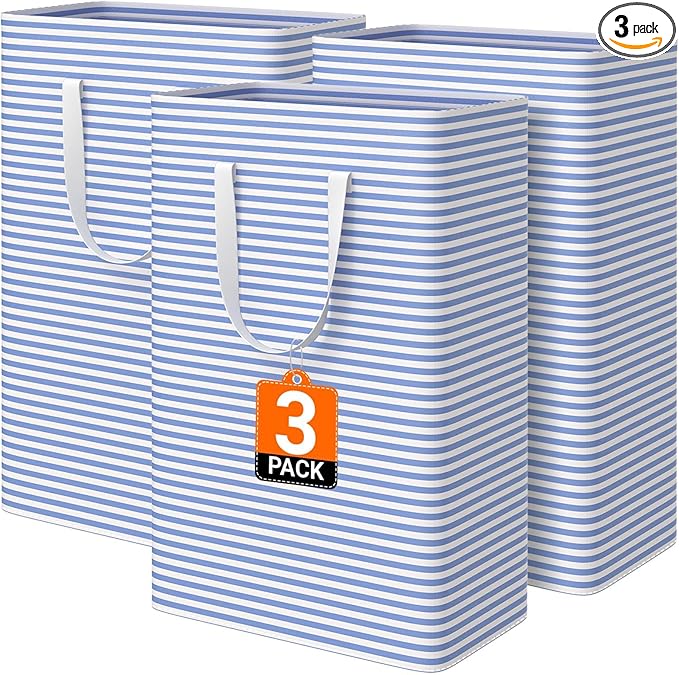 3 Pack Large Laundry Basket, Waterproof & Freestanding Laundry Hamper,
