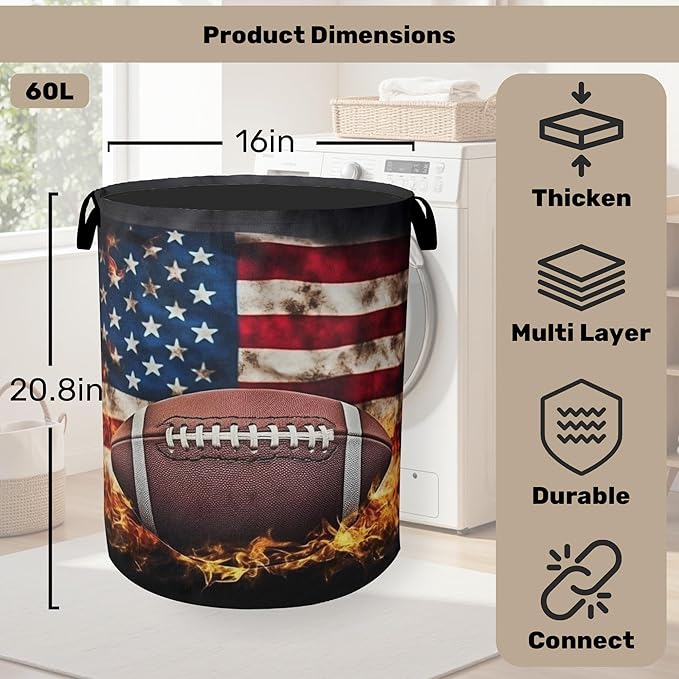 Football Large Clothes Hamper Bag