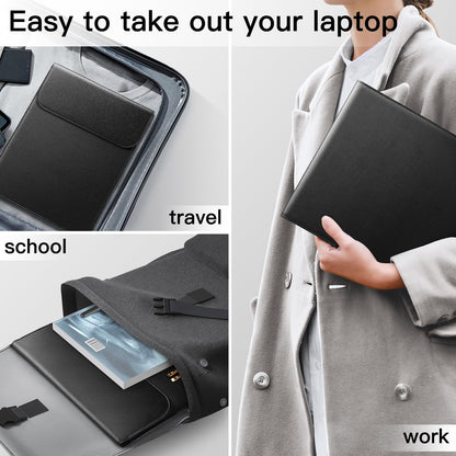 JETech Slim Laptop Sleeve for MacBook Air 13-Inch (M4/M3/M2) 2022-2025, MacBook Pro 13-Inch (M2/M1) 2016-2022, PU Leather Case (Black)