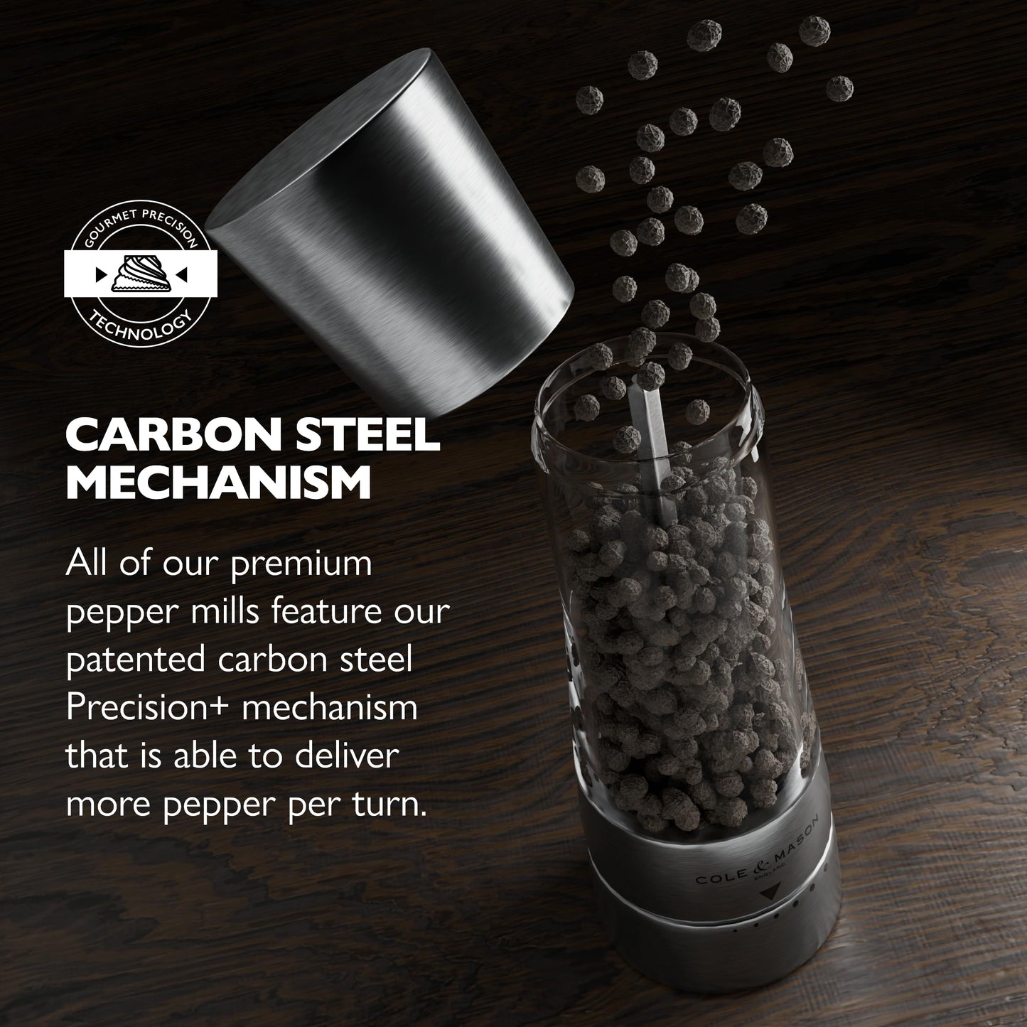 Cole & Mason Derwent Salt & Pepper Grinder Set with Tray - Salt & Pepper Grinder Set with Adjustable Grind Settings - Easily Refillable Spice Mills for Enhanced Taste - Stainless Steel