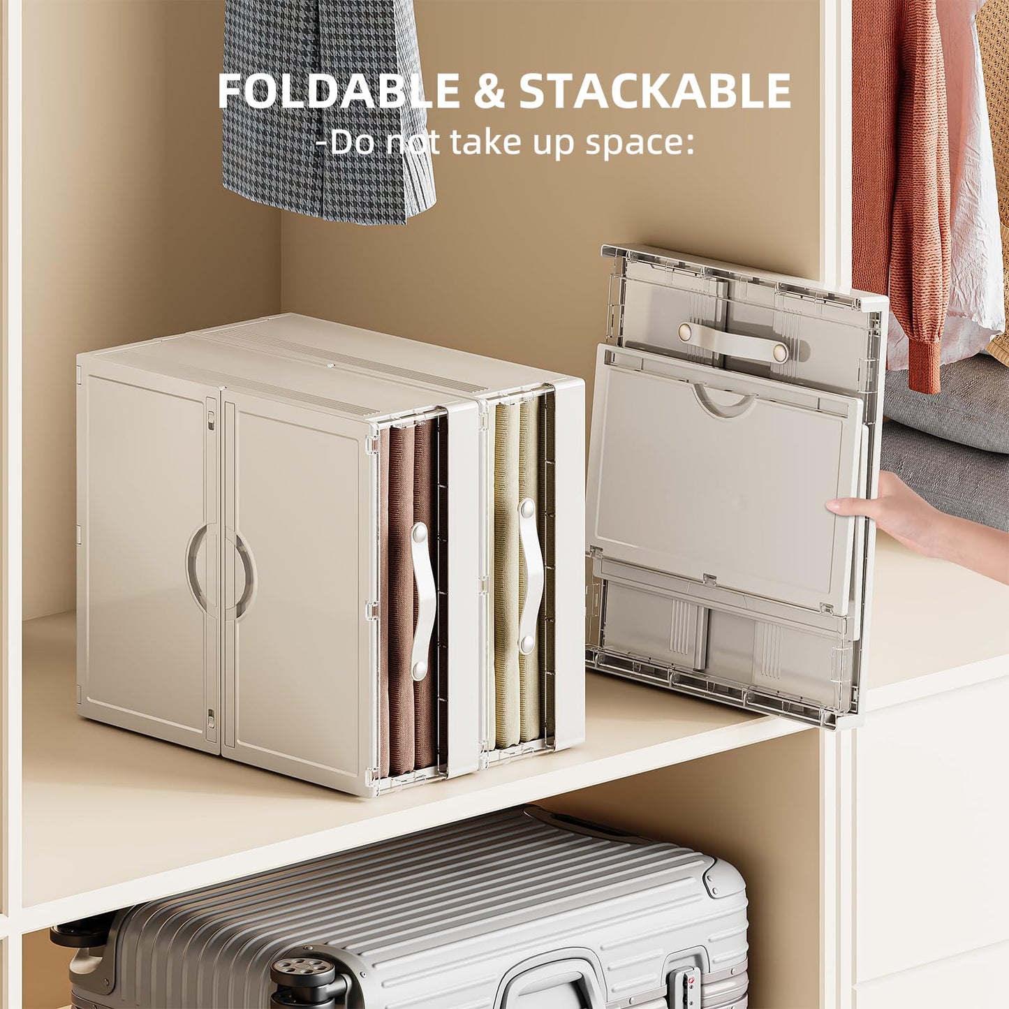 MSHOMELY Plastic Bed Sheet Organizers and Storage 4 Pack Sheet Set Storage Organizer, Foldable Linen Closet Organizer with Window, Lockable Storage Bins for for Bedding Sheets, Duvet Covers, Blankets
