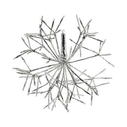 Alpine Corporation 16"H Indoor Holiday 3D Snowflake Hanging Ornament with LED Lights, Silver , Christmas Decoration