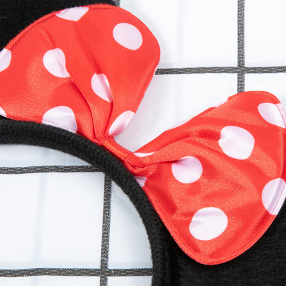 CHuangQi 20 pcs Mouse Ears Headbands, Solid Black Ears & Polka Dots Red Bow, Boys & Girls Birthday Party Supplies