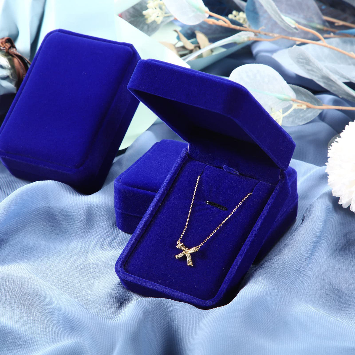 24 Pcs Necklace Pendant Box Velvet Jewelry Storage Display Case Ring Earring Pendant Jewelry Boxes Pearl Necklace Holder Gift Boxes for Christmas Wedding Engagement Birthday Anniversary(Royal Blue)