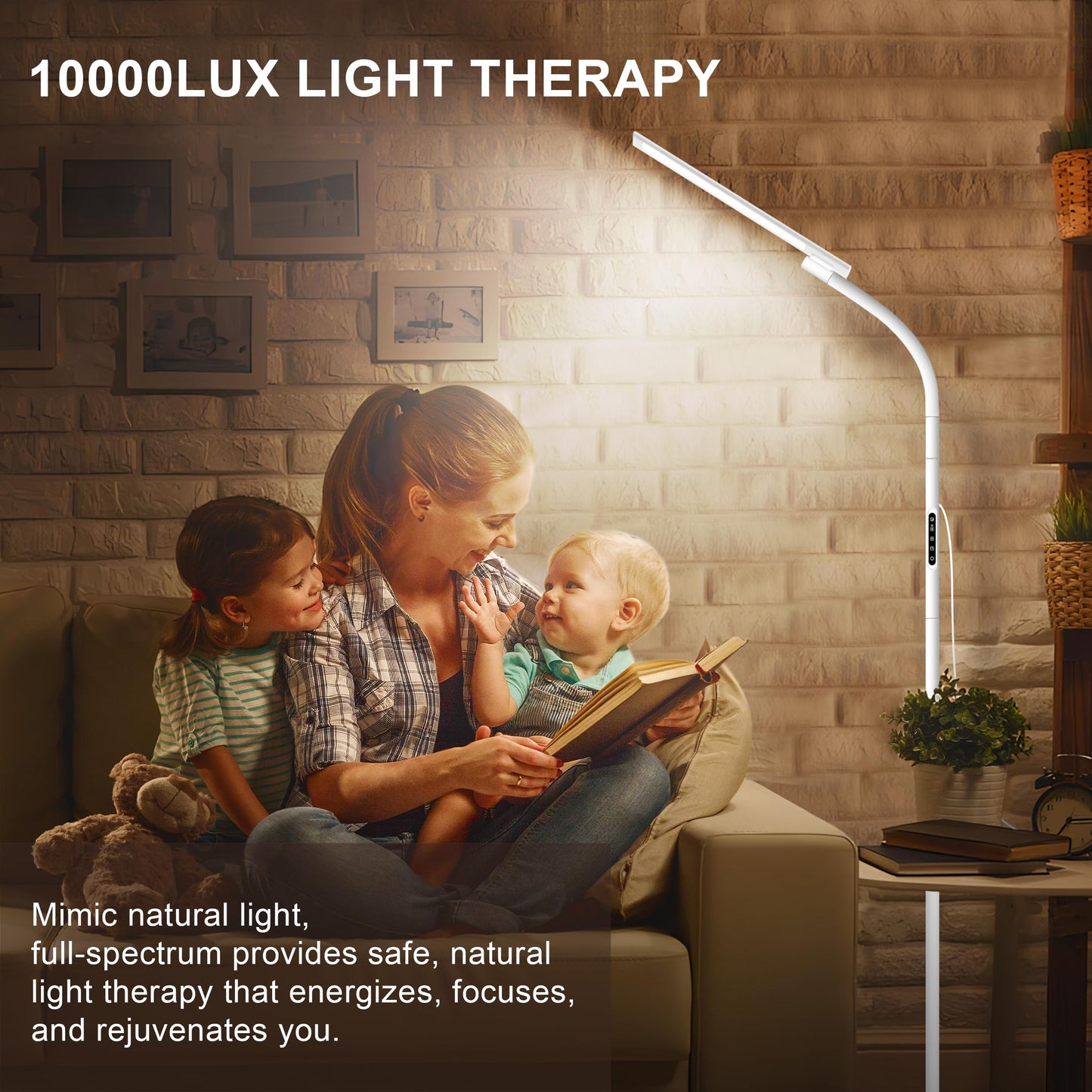 Sozapooty Light Therapy Lamp,10000 Lux Happy Therapy Light, Floor Sun Therapy Lamp with Remote & Touch Control & Adjustable Gooseneck for Reading/Office/Home