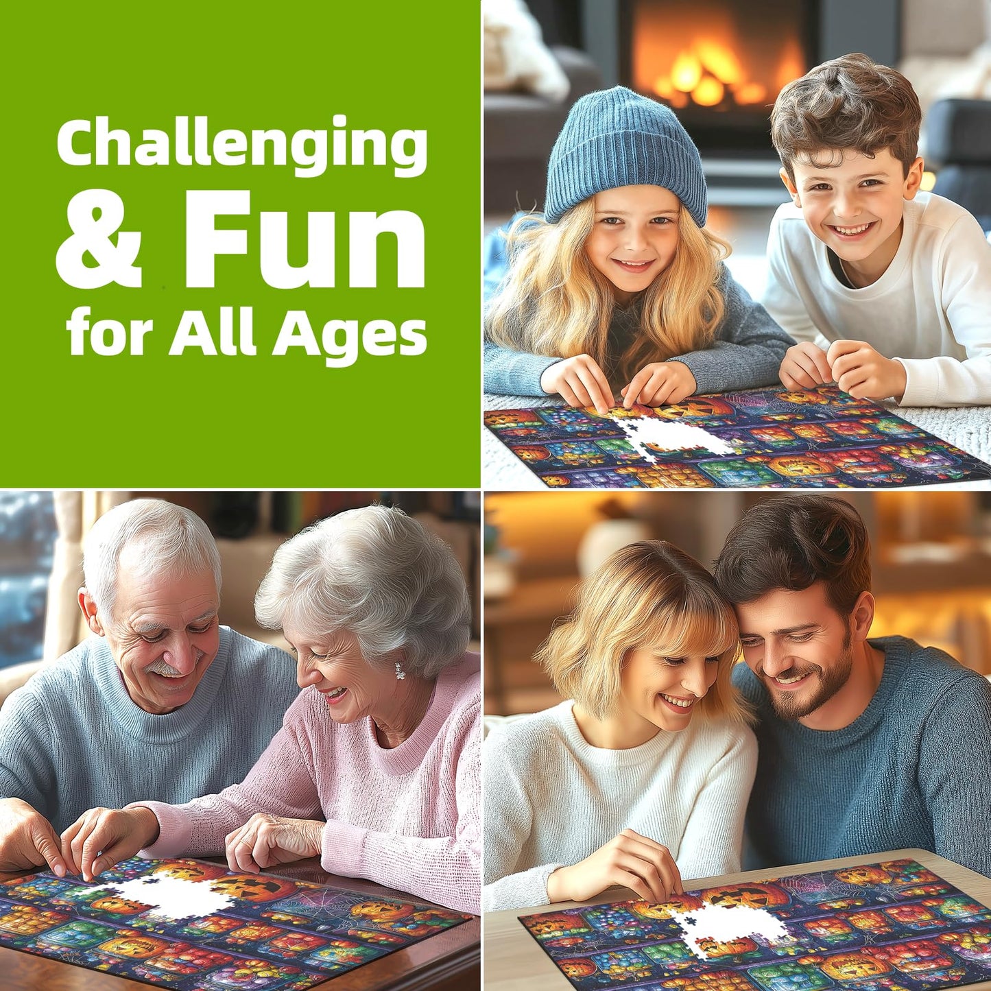 Halloween Candy Jars 1000 Piece Puzzle for Adults Spooky Night Mason Jars Challenging Jigsaw Puzzles for Adults Family Game Night (27"x19")