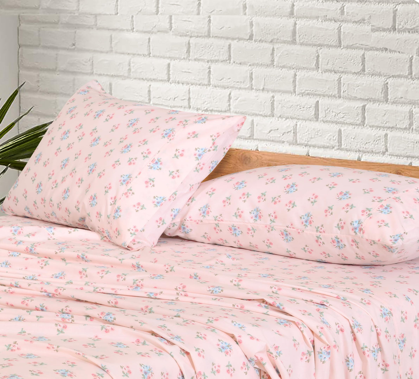 RUVANTI 100% Cotton Percale Sheets Queen Size, Spring On