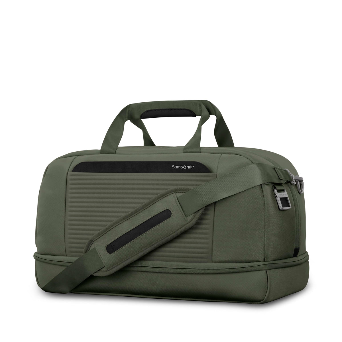 Samsonite Paralux Weekender Duffel Bag, Travel Carry-On Bag with Wide Opening, Drop-Bottom Shoe & Laundry Compartment, AirTag™ Holder, StackIt™ Strap - Business & Leisure Travel Bag - Olive