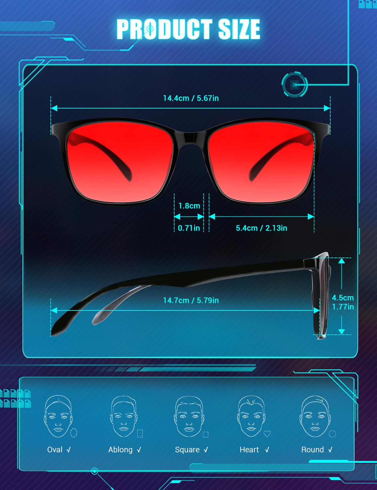 TIJN Sleep Glasses for 99.9% Blue Green Light Blocking Dual AR Coatings Red Lens for Computer Gaming Reduce Eyestrain, TR90, Black
