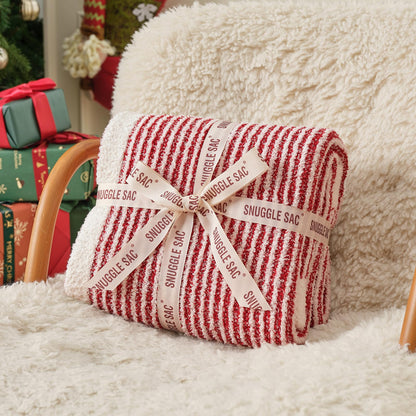 Snuggle Sac Christmas Red Soft Throw Blanket for Couch, Fuzzy Microfiber Fluffy Throws, for Women, Ultra Soft Blankets for Couch, Sofa, Bed, Travel, Red Cream, 50x60 inches