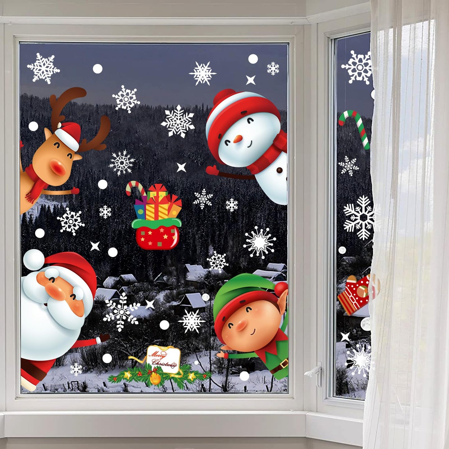 169 PCS Christmas Snowflake Window Cling Christmas Window Clings for Glass Windows Xmas Decorations