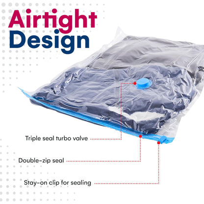 12 Pack Variety Vacuum Storage Bags for Comforters, Blankets & Clothes – Vacuum Sealed Compression Bags with Hand Pump – Space Saver Storage Bags for Bedding, Moving, Travel & Organization (6S & 6L)