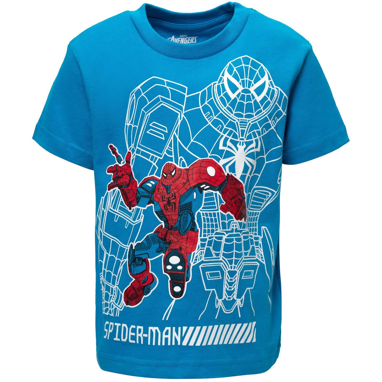 Marvel Avengers Mech Strike Spider-Man Hulk Iron Man Little Boys 4 Pack Graphic T-Shirts Blue/Green/Grey/Red 6