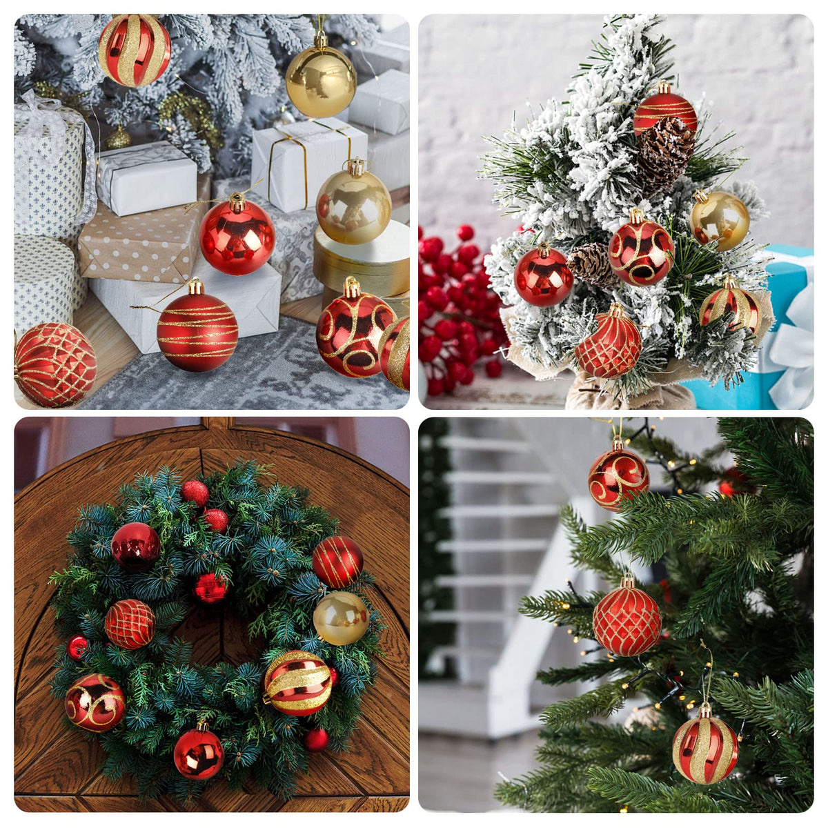30 PCS Christmas Ball Ornaments Tree Decorations, 60mm/2.36" Classic Red and Gold Shatterproof Christmas Bulbs Ornaments for Xmas Tree Holiday Wreath Decor