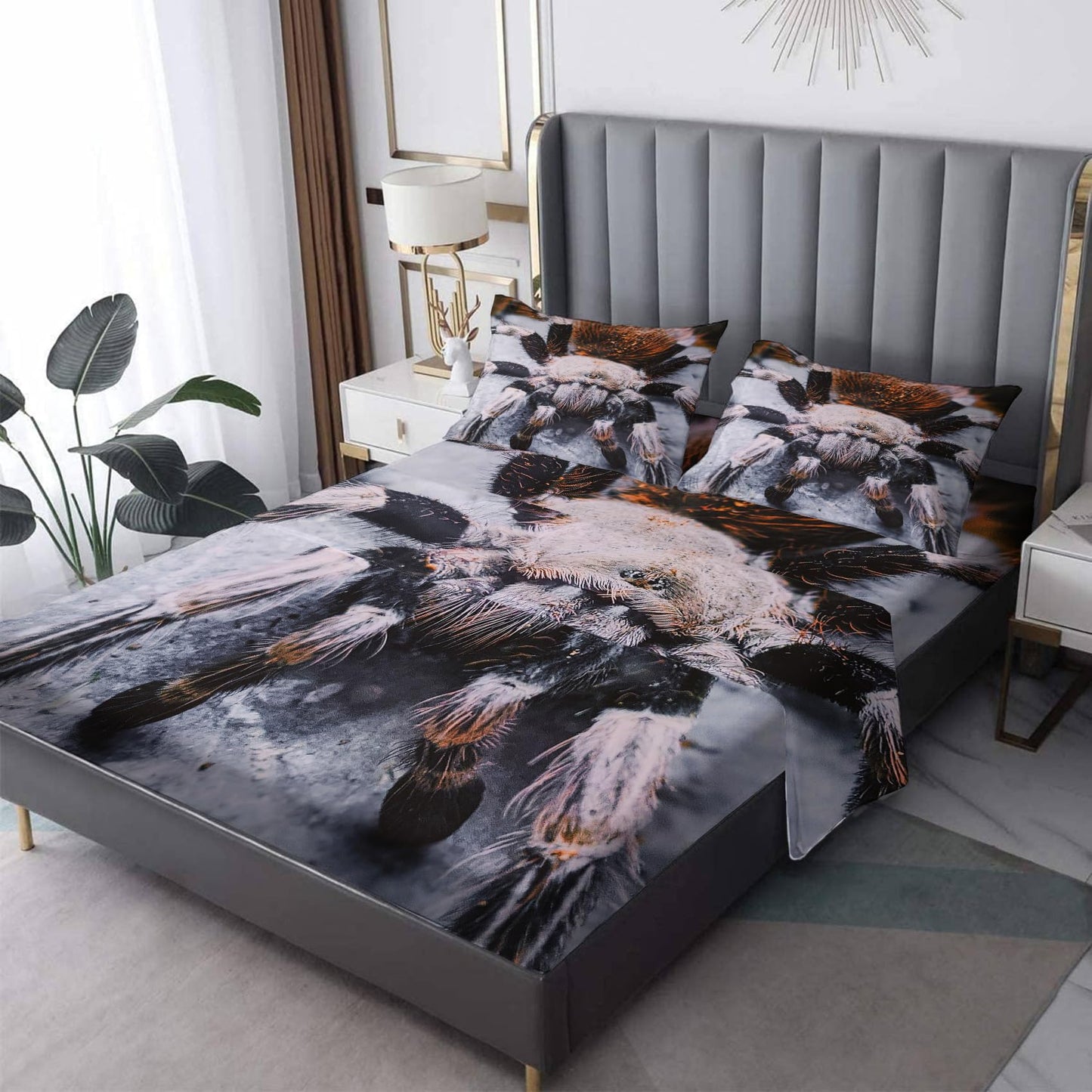THYUNQ Spider Sheets Full Size Bed, 3D Animal Pattern Bedding Sheets & Pillowcases - 16 Inch Deep Pocket, Super Soft Microfiber Printed Sheet Set 4 Piece