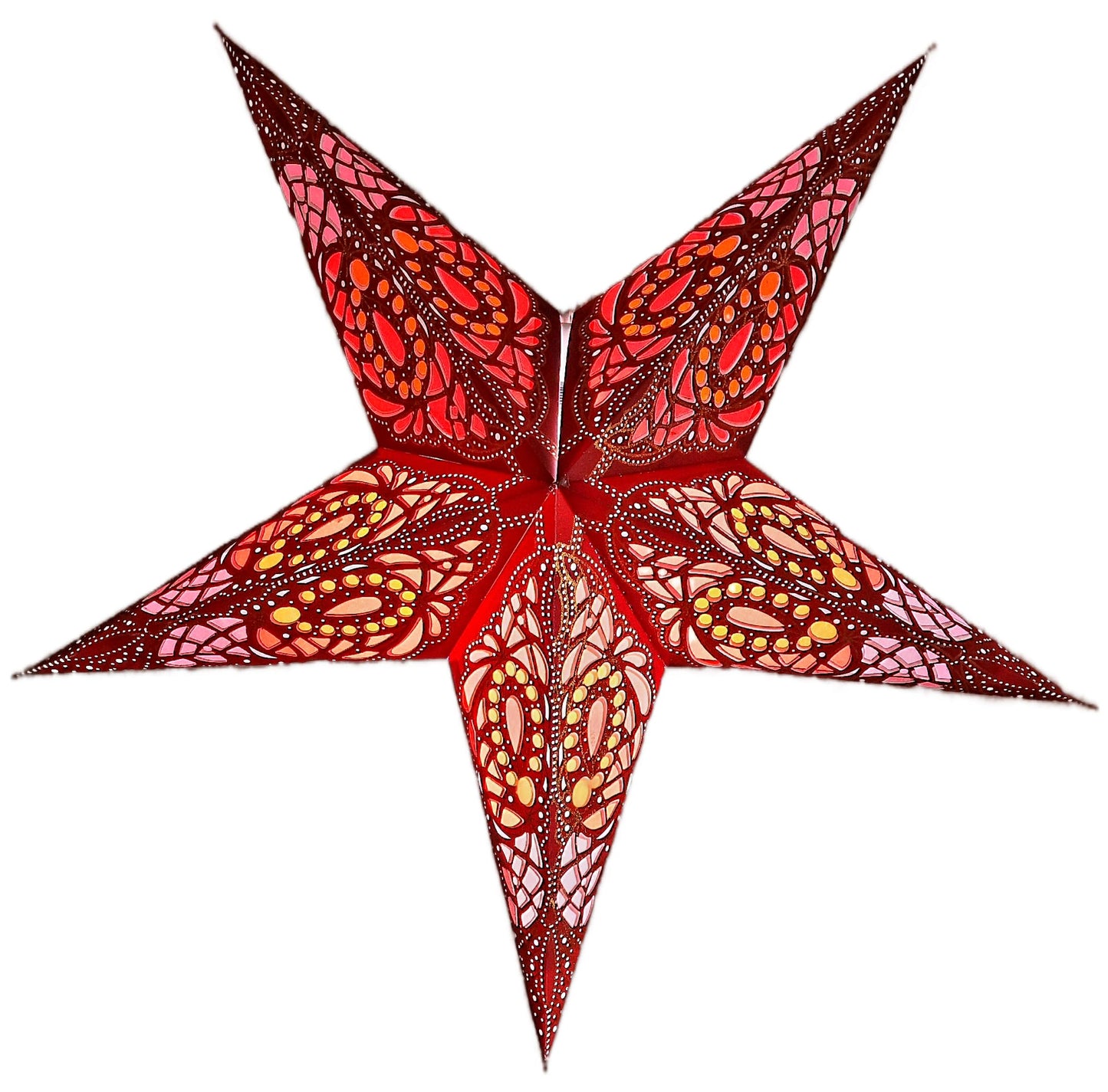 YEPSIO Lantern Lampshade Paper Star Light Shades Large 60cm Star Hanging Decorations for Christmas Wedding Home Decoration Birthday Party (Glitter Brown, Pink, Red)