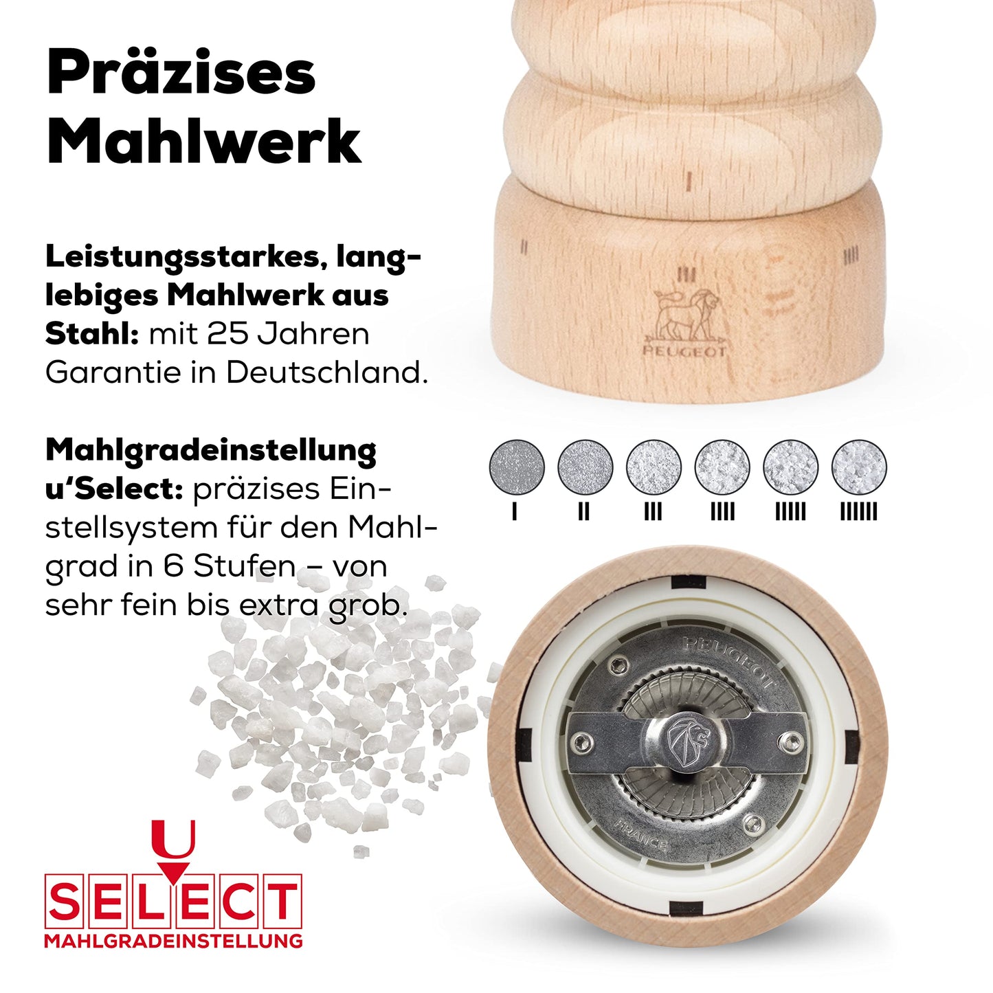 Peugeot Paris U'Select 5 Inch Salt Mill, Natural (23379)