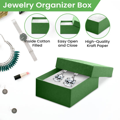 Novel Box 20 Pack Green Jewelry Gift Box 3x2.25x1in with Cotton Filled | Cardboard Jewelry Box | Gift Boxes with Lids Made in USA | Boxes for Bracelet Necklace Ring Earrings