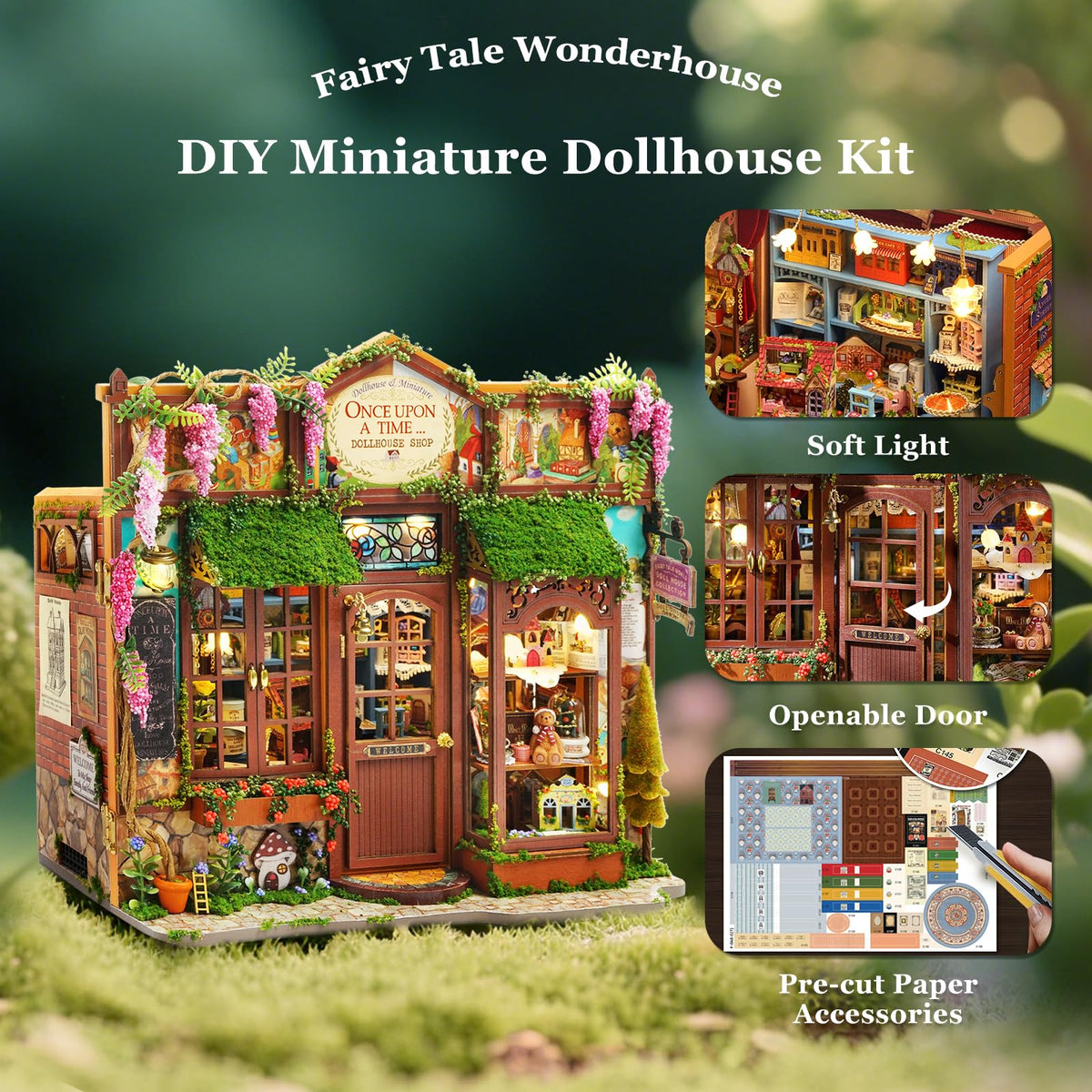Miniature House Kit, Dollhouse Kit, Miniature Kit, DIY Mini House Building Kit for Adult Teen, Fairy Tale Wonderhouse Dollhouse Shop
