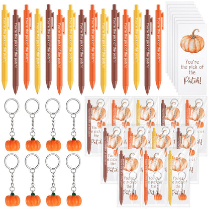 AmazingSpark 20 Sets Fall Thanksgiving Gifts Bulk Inspirational Ballpoint Pens Pumpkin Keychains You're The Pick of The Patch Gift Cards Fall Party Favors for Employee Coworker Teacher Appreciation