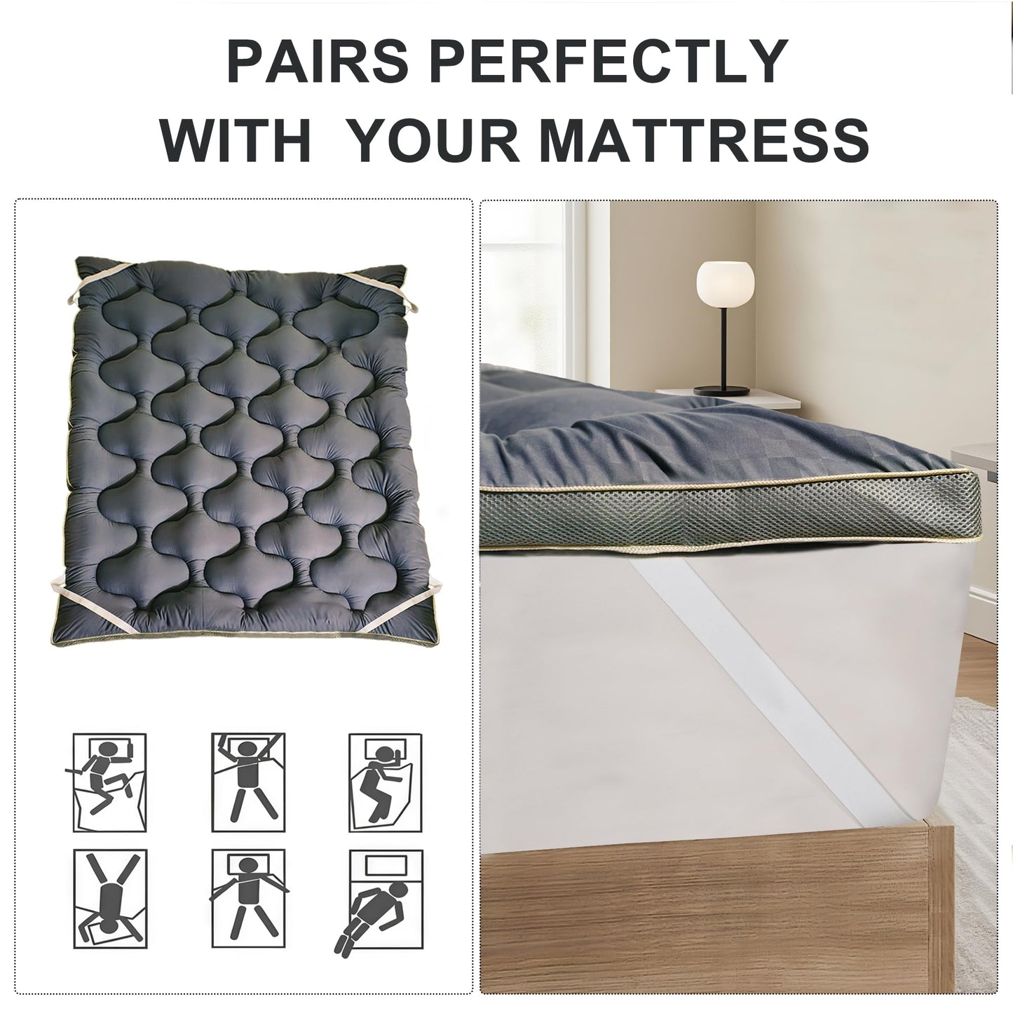 Extra Thick Mattress Topper Full – Cooling Pillow Top for Hot Sleepers, Transforms Old Mattress to Soft Comfort & Supportive, Improves Sleep for Back & Side Sleepers, Easy Setup & Wash