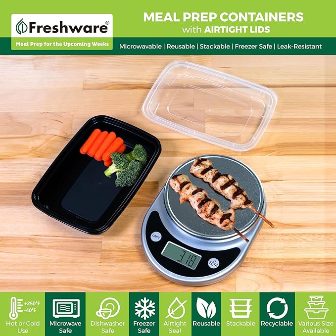 Freshware Meal Prep Containers 1 Compartment Food Storage Containers