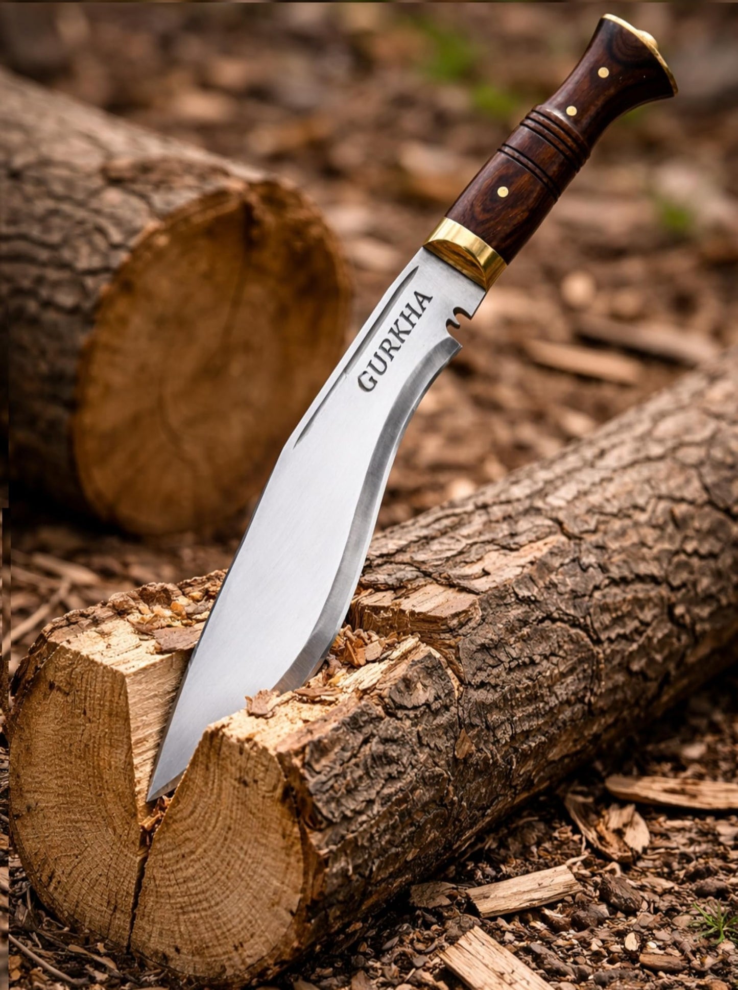 Gurkha Kukri Knife – Hand-Forged in Nepal – WW II 11" Carbon Steel Blade | Full Tang Khukuri – Heavy Duty Chopping, Survival & Bushcraft with 2 Utilities Knives & Leather Sheath