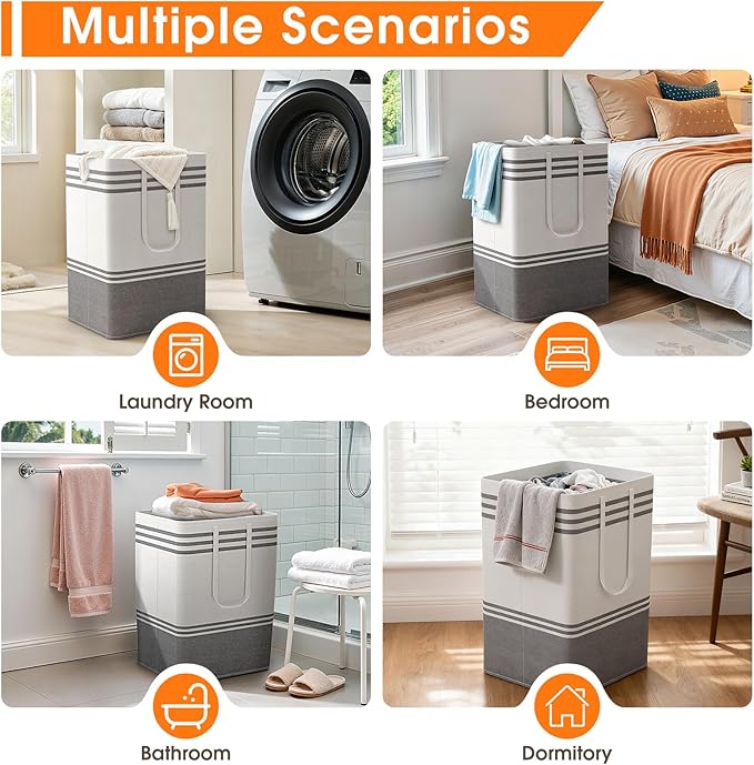 2 Pack Large Laundry Baskets, Laundry Hampers, Freestanding Waterproof