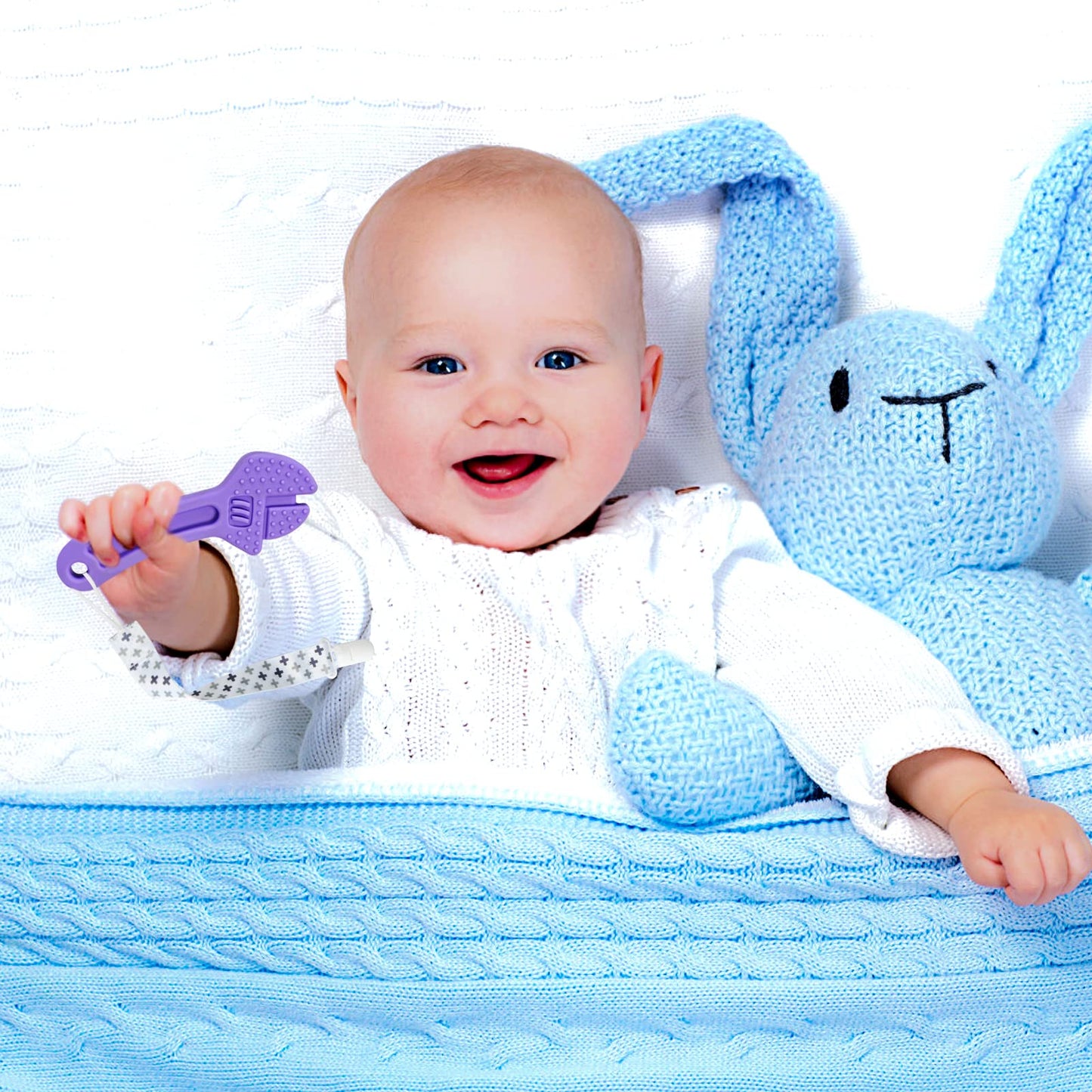 Haili Baby Teething Toys, Baby Teethers for 3-6 Months, Freezer BPA Free Silicone Teethers for Babies 6-12 Months 0-6 Months, Hammer Wrench Spanner Pliers Shape Teether Chew Toys