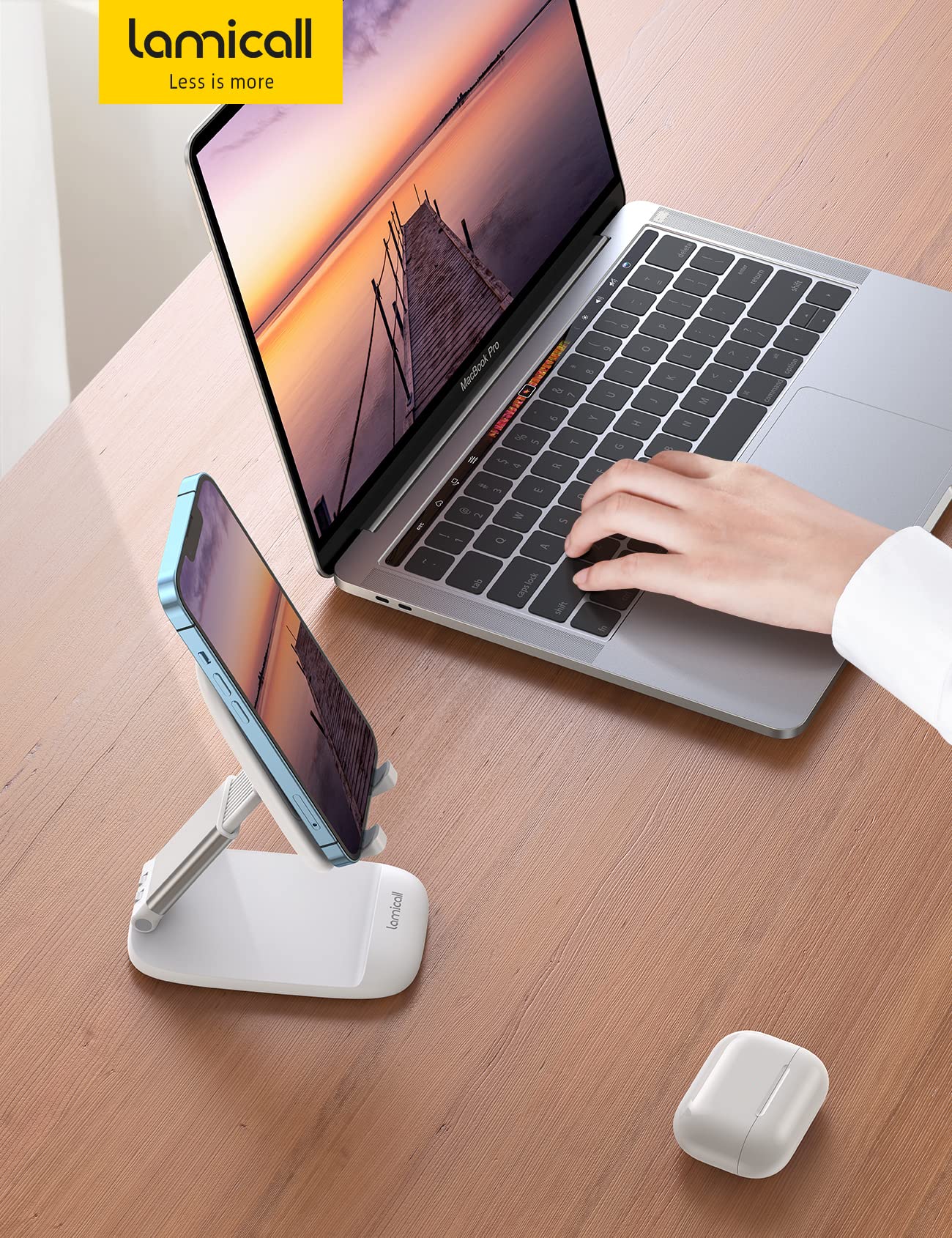 Lamicall White Cellphone Stand, Xmax Gift for Men Women Mother Father Girls Boys Coworkers, Desk Accessories, Telephone Stands, Workspace Organizersf, Gifts for Christmas